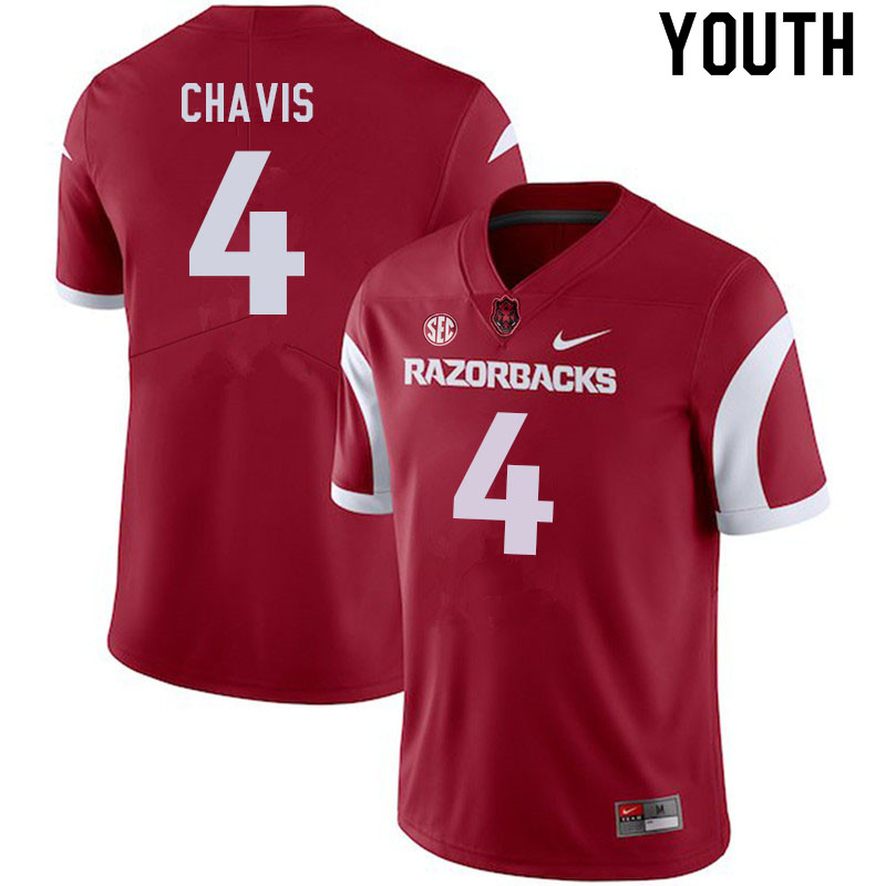 Youth #4 Malik Chavis Arkansas Razorbacks College Football Jerseys Sale-Cardinal - Click Image to Close